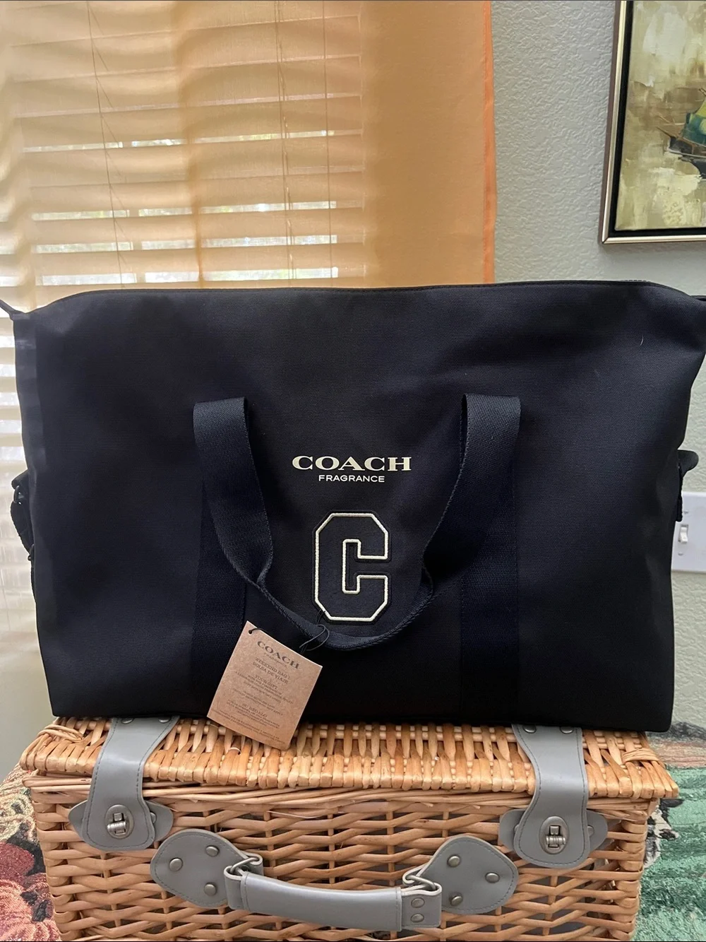 Coach Black Duffel Bag with Gold Logo